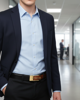 The Dual-Tone Reversible Leather Belt — Black & Tan Perfection with Gold Buckle